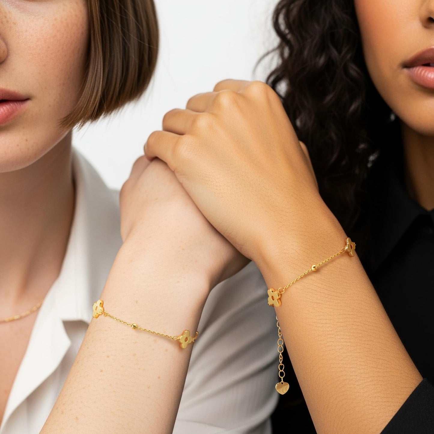 14K Gold Bracelets for Women Gold Bracelet for Womens Clover Bracelets for Women Lucky and Playful Design Womens Four Leaf Clover Bracelet Adjustable Size (7-8.6) In