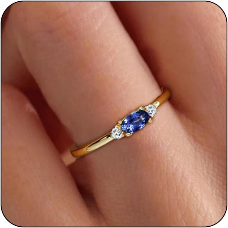 14K gold plated emerald green birthstone ring for women