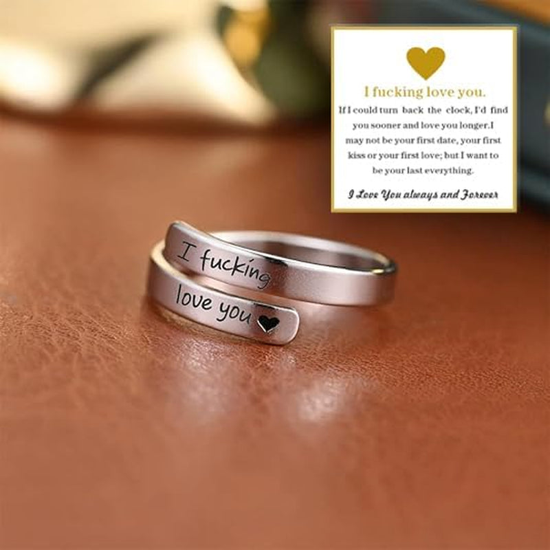Stainless steel I Love You ring adjustable sizing