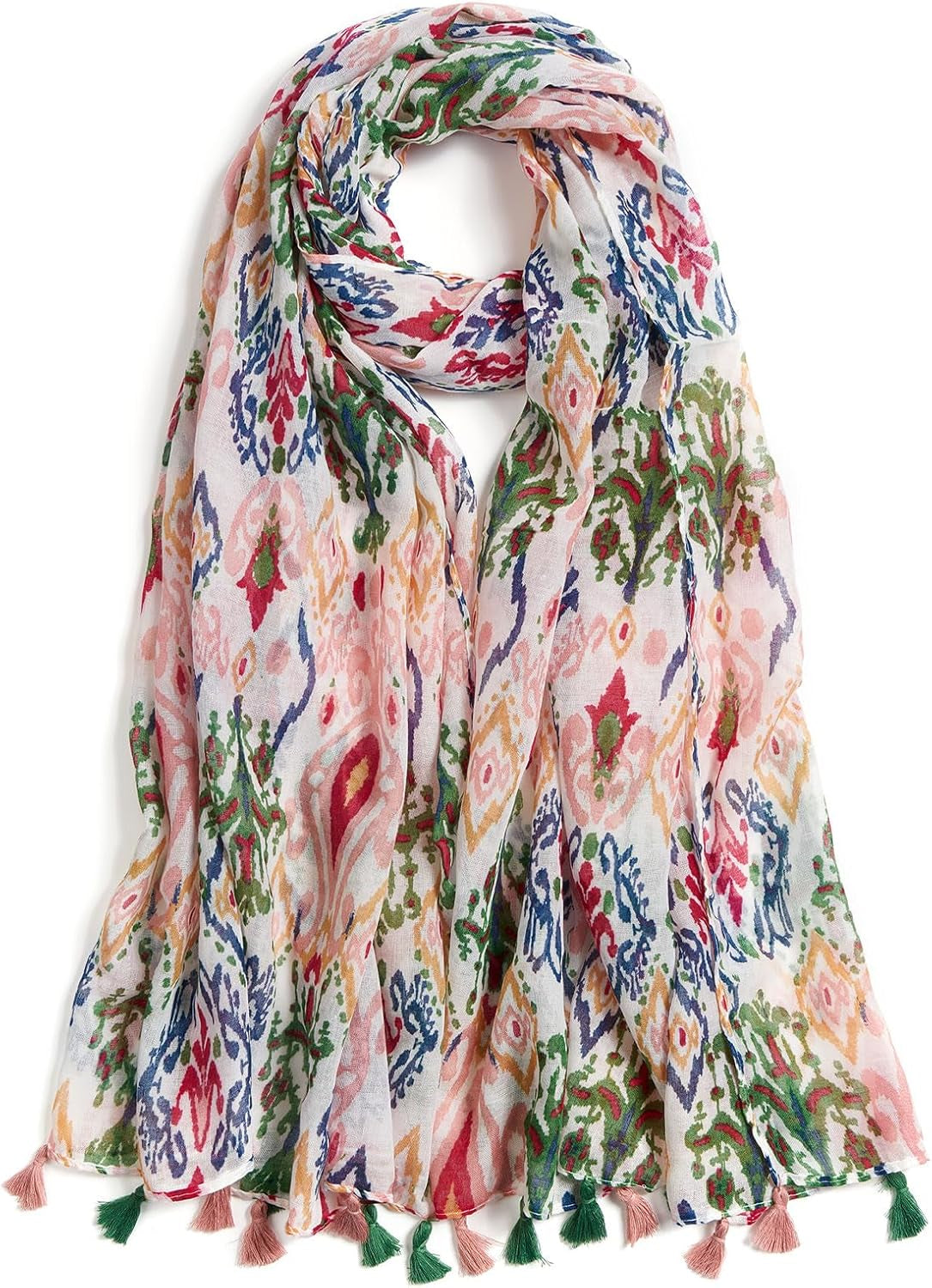 Scarf for Women Lightweight Soft Floral Leopard Printed Scarves Fall Winter Fashion Shawl Wrap with Fringe