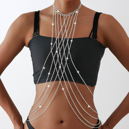 Bounzhi Harness Body Chain Bra Crossover Sexy Body Jewelry Bikini Chains Necklace for Women