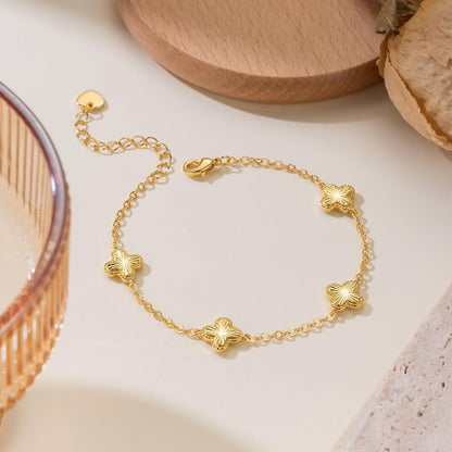 Gold Bracelets for Women 14K Gold Bracelets for Women Clover Bracelet for Womens with Adjustable Chain Lucky Dainty Four Leaf Clover Bracelet for Womens