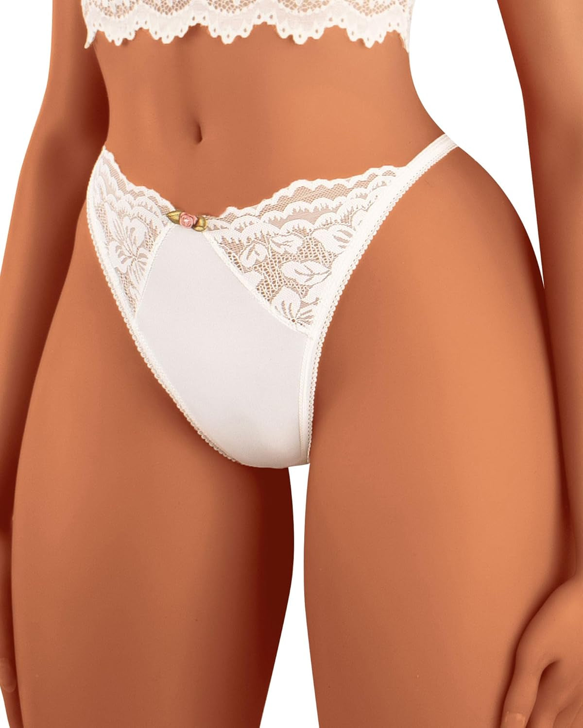 Women wearing black lace thong panties back view