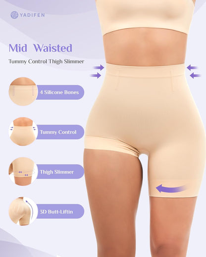 Mid waist body shaper shorts under dress invisible