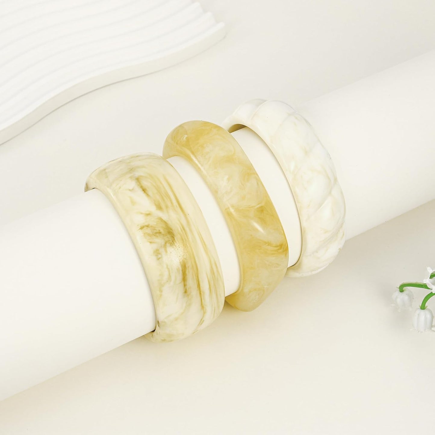 3PCS Colorful Acrylic Resin Bangle Bracelet for Women Boho Geometric Acetate Plate Bracelet Trendy Christmas Jewelry