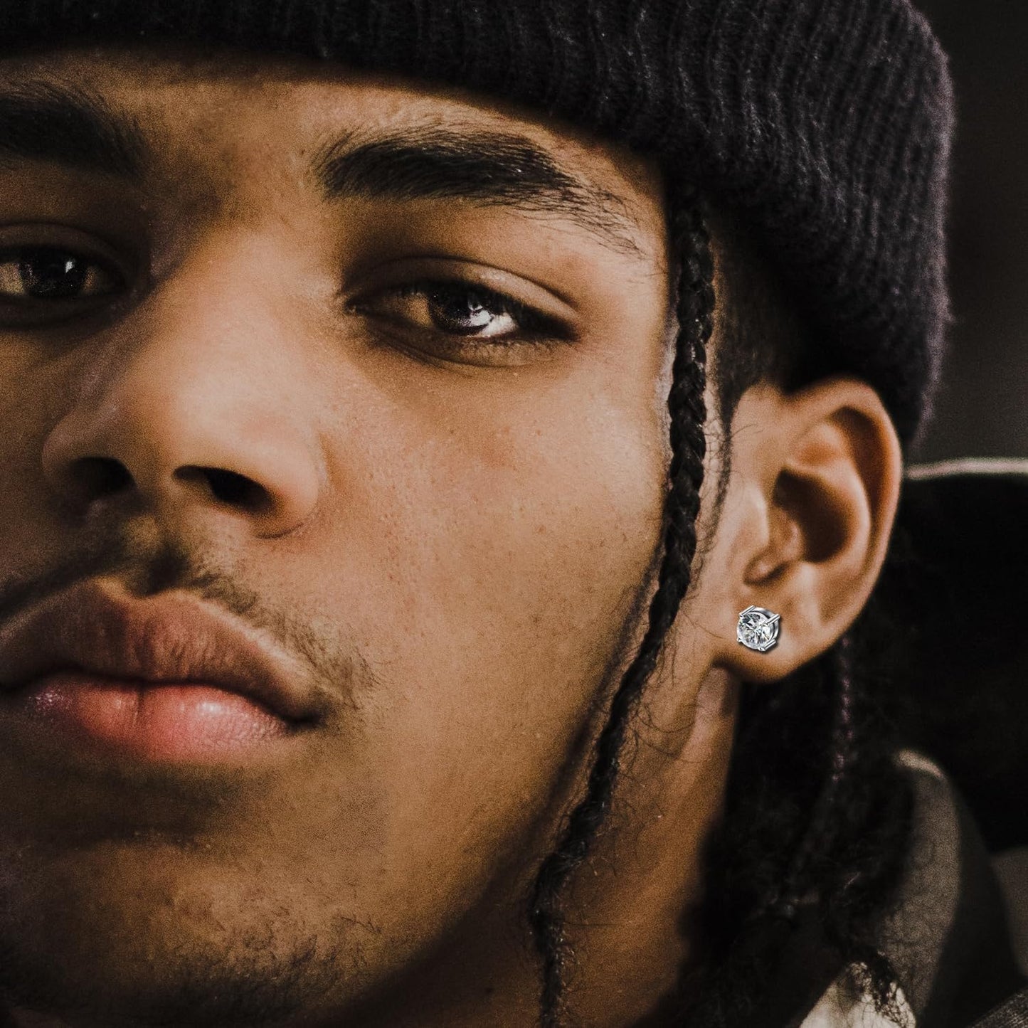 Jstyle 4-7MM Magnetic Earrings for Men Women Shiny round Cubic Zirconia Stud Earrings for Non-Pierced Ears Hypoallergenic Stainless Steel Fake Earrings Not Easy to Fall Off