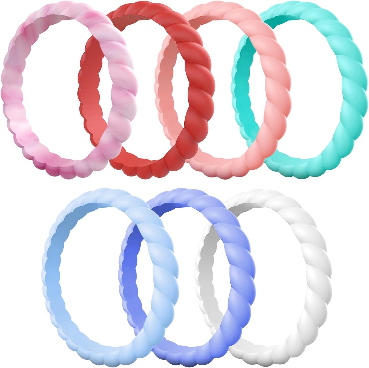 Egnaro Silicone Wedding Ring for Women,Thin and Stackble Braided Rubber Wedding Bands,No-Toxic,Skin Safe