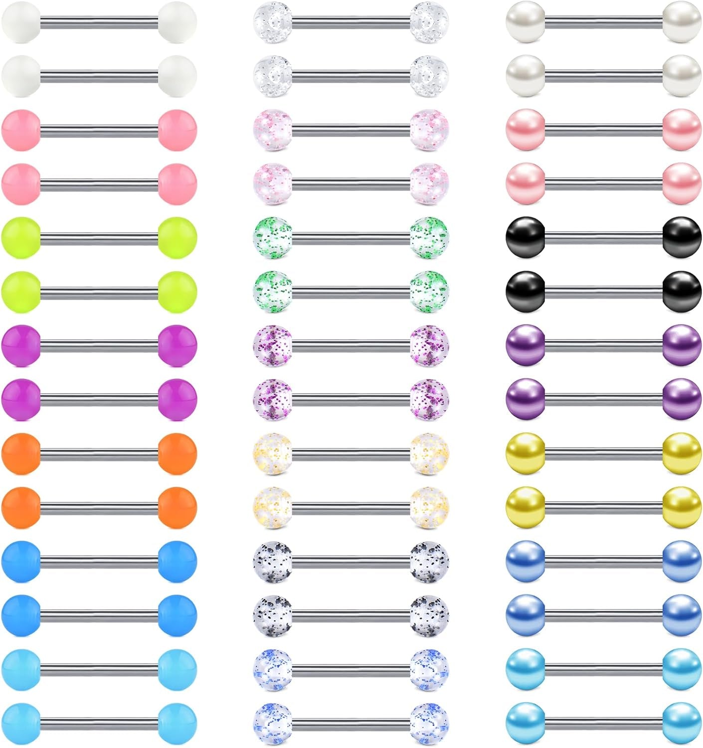 VCMART 12Mm-18Mm 14G Tongue Rings Nipple Straight Barbells Surgical Steel Body Piercing Jewelry