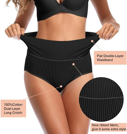 Woman modeling UMMISS tummy control underwear with smooth silhouette