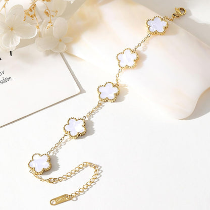 Lucky Five Leaf Clover Sets，18K Gold Plated Bracelet Necklace Earrings，Five Leaf Clover Necklace Pendant Earring Bracelet Set ，Jewelry Gifts for Women