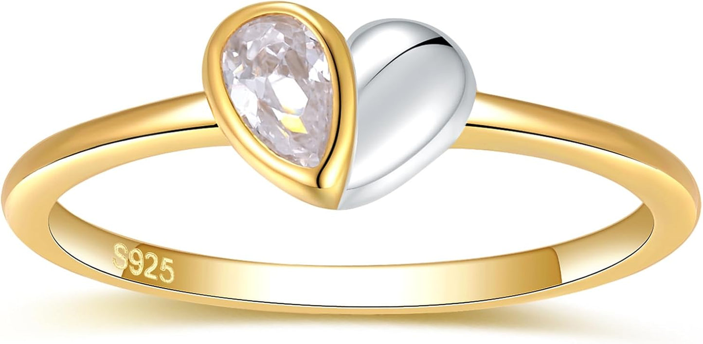 925-Sterling-Silver Heart Claddagh Rings for Women - Adjustable White/18K/Rose Gold Plated Irish Claddagh Ring Friendship Promise Love Heart Jewelry Rings Christmas Gifts for Women Friends