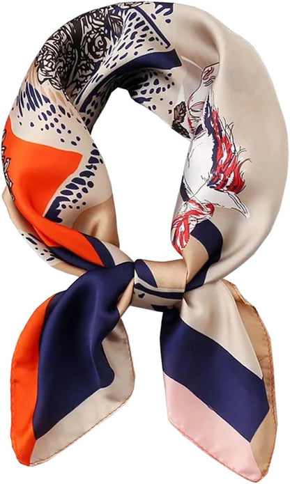 ANDANTINO 100% Mulberry Silk Square Scarf for Hair-25.6" X25.6'' Women Men Natural Silk Neckerchief Digital Printed Headscarf