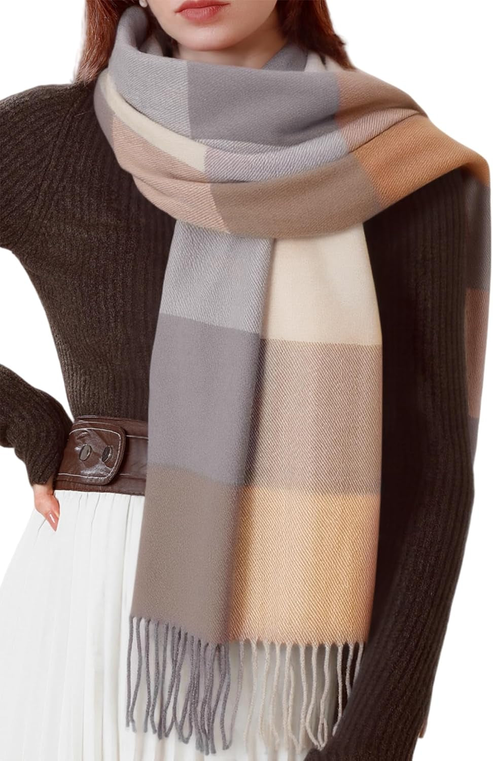 Womens Scarf Winter Blanket Large Scarves Thick Soft Warm Plaid Chunky Scarfs