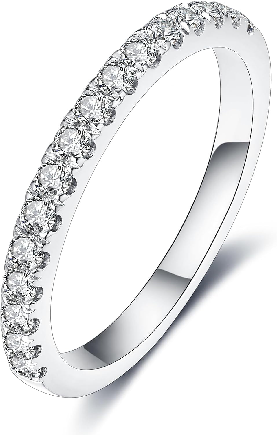 IMOLOVE Lab Grown Diamond Wedding Bands, 0.3-0.42 Carat, Eternity Rings in 18K White Gold & Sterling Silver Size 4-11