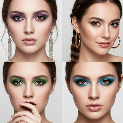 16PCS Fake Lip Piercing, 4 Styles Fake Lip Ring Stainless Steel Clip on Vampire Teeth Ring Fakes Snake Bite Non-Piercing Nose Rings Hoop for Women Men Halloween