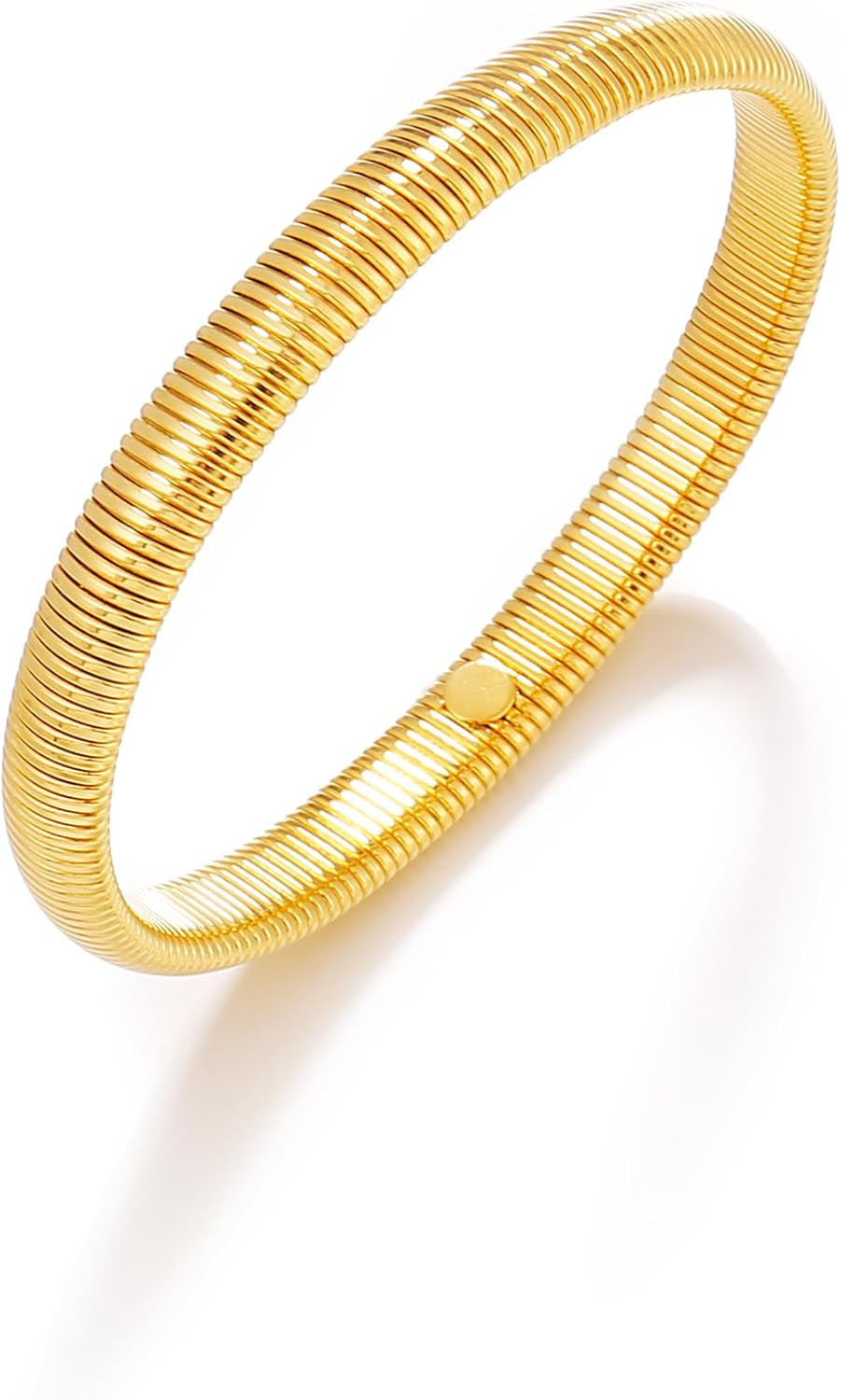 Gold Bangle Multi-Layer Bracelets for Women Stretchy Stainless Steel Link Chain Flexible Wide Wristband Bracelets