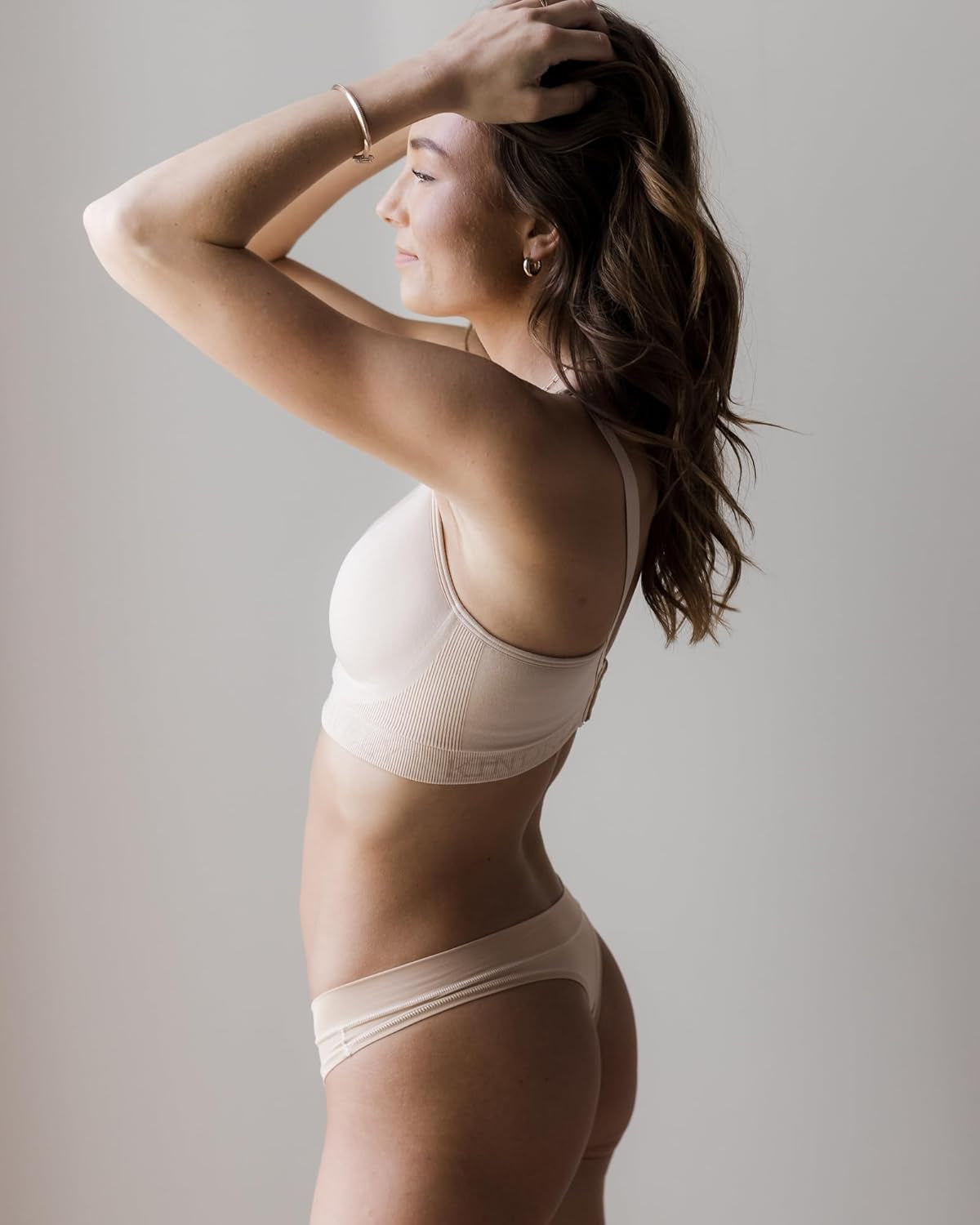 Pregnant woman wearing Kindred Bravely sustainable maternity thong