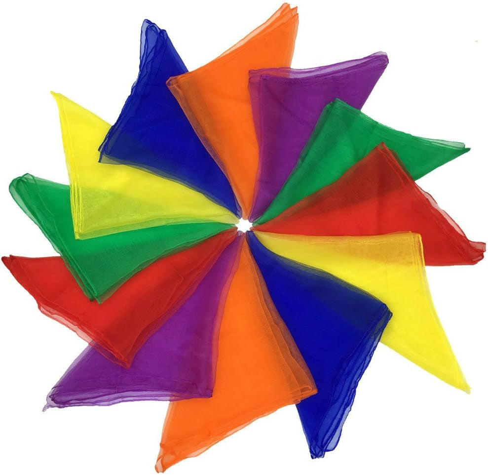 AIVIAI Dance Scarves Music Scarves for Children Movement and Juggling 12Pcs