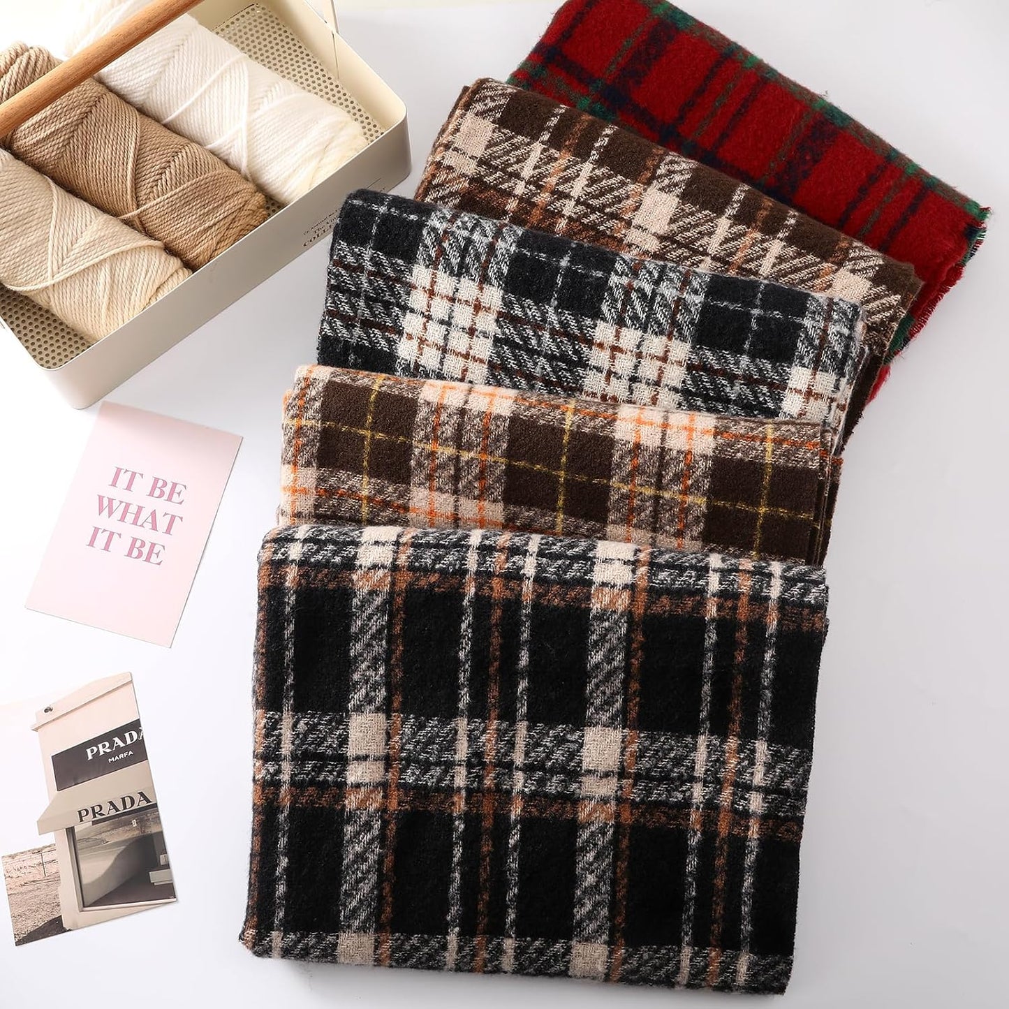 Winter Scarf for Women, Fashion Plaid Blanket Scarves with Fringe, Long Soft Scarf Shawl Wraps