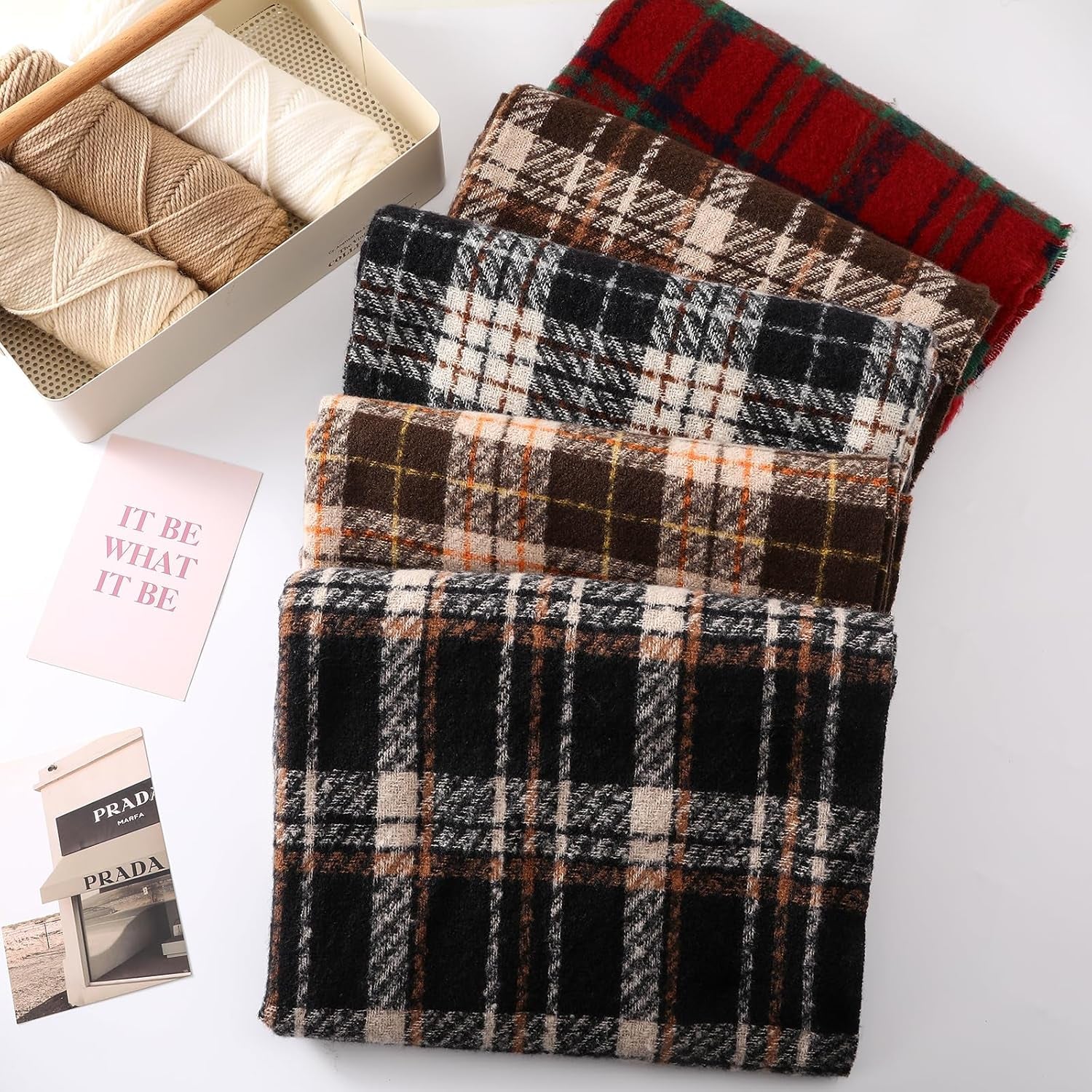 Winter Scarf for Women, Fashion Plaid Blanket Scarves with Fringe, Long Soft Scarf Shawl Wraps