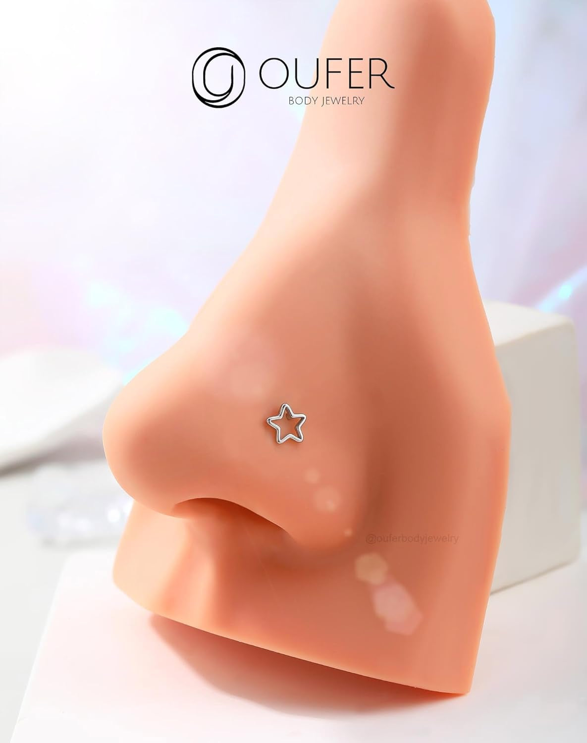 OUFER 925 Sterling Silver Nose Rings, Nose Studs for Women, Cute Nose Nostril Piercing Jewelry, L-Shaped 20G Silver Nose Rings Studs