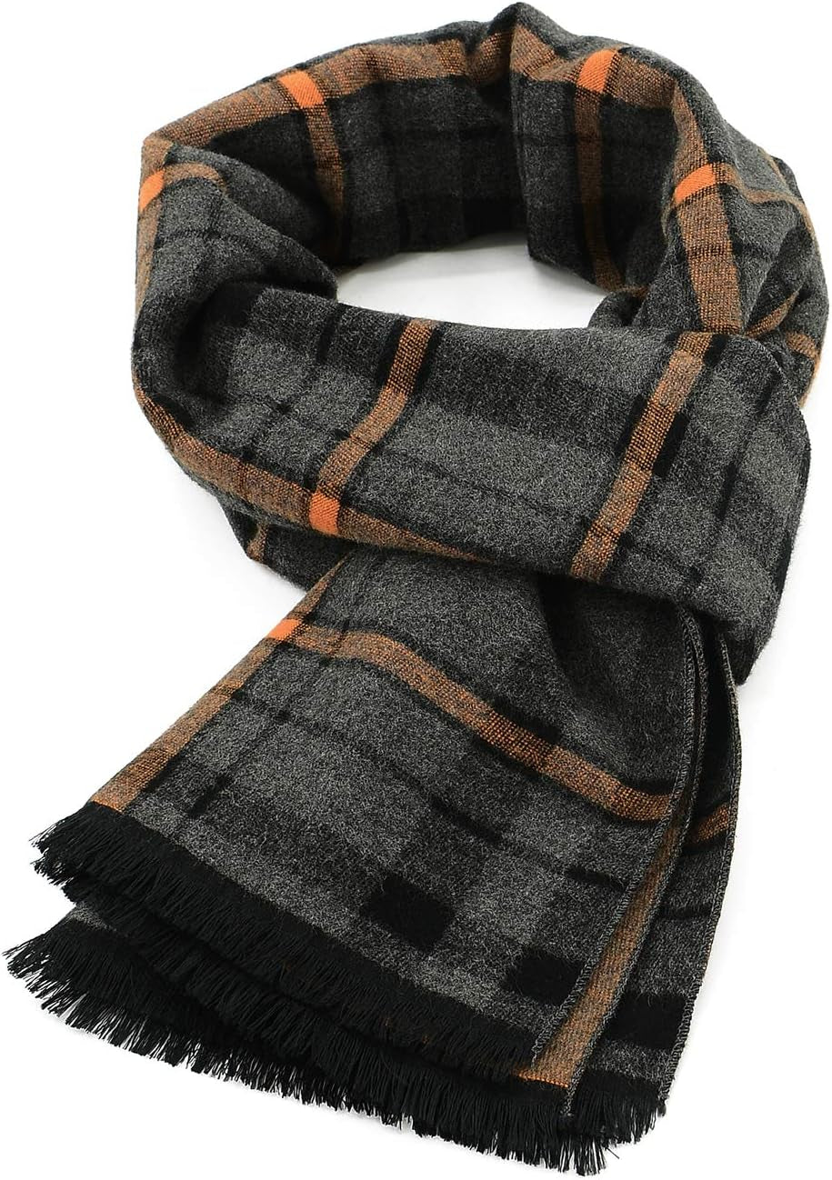 American Trends Mens Winter Warm Long Soft Scarf Plaid Tassel Scarf for Men Soft Classic Scarves
