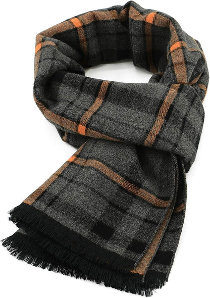 American Trends Mens Winter Warm Long Soft Scarf Plaid Tassel Scarf for Men Soft Classic Scarves