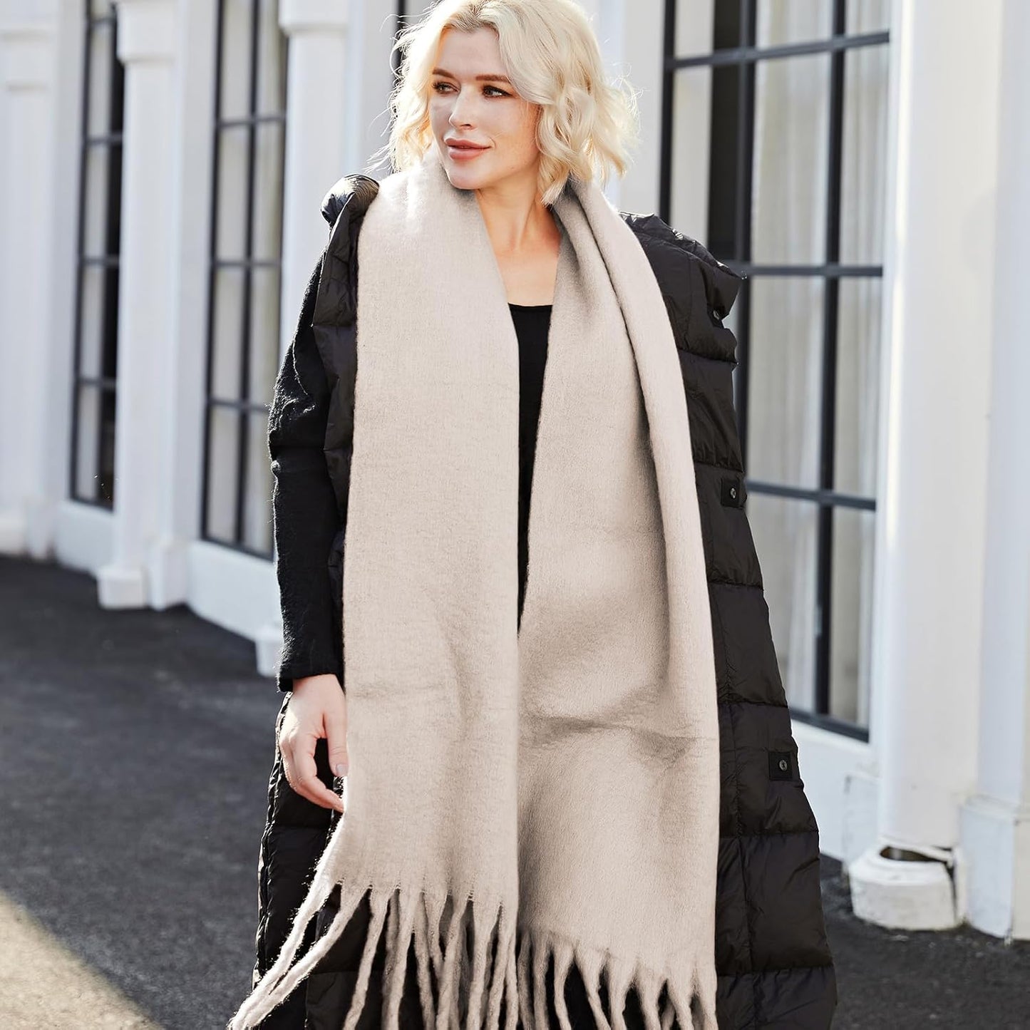 Missshorthair Thick Scarf for Women Big Chunky Colorful Blanket Fluffy Soft Scarves Winter Colorful Shawl Warps