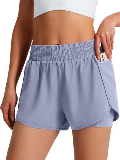 Lightweight running shorts suitable for hiking and cycling