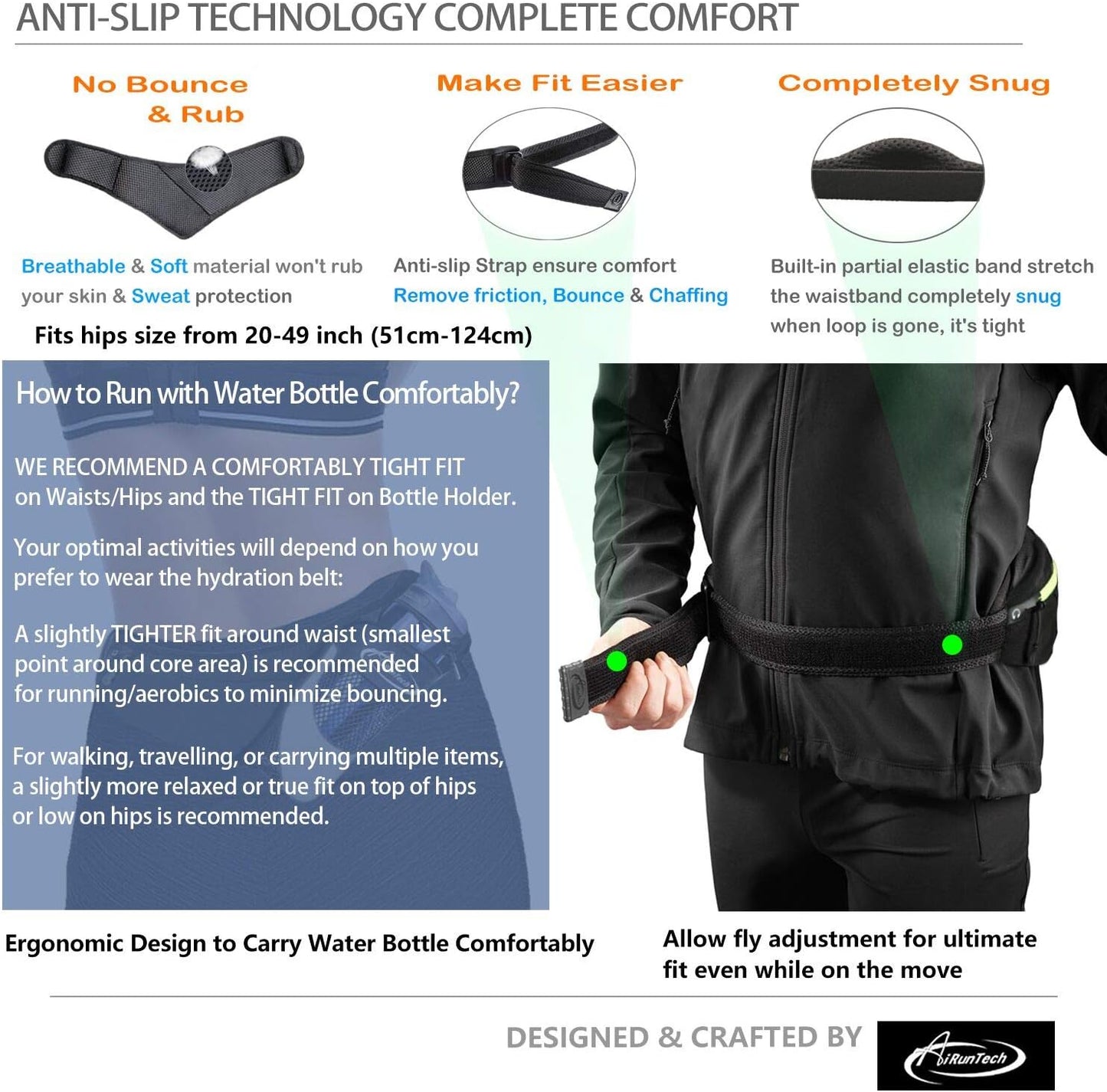 Phone and wallet storage compartments on running bag