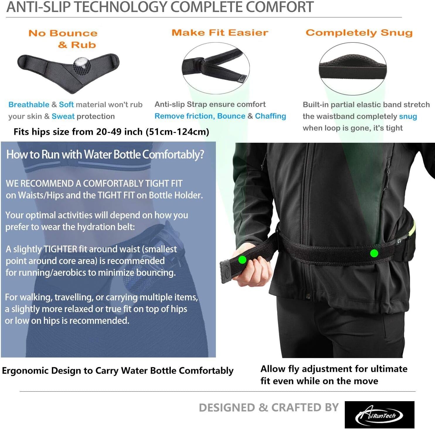 Phone and wallet storage compartments on running bag
