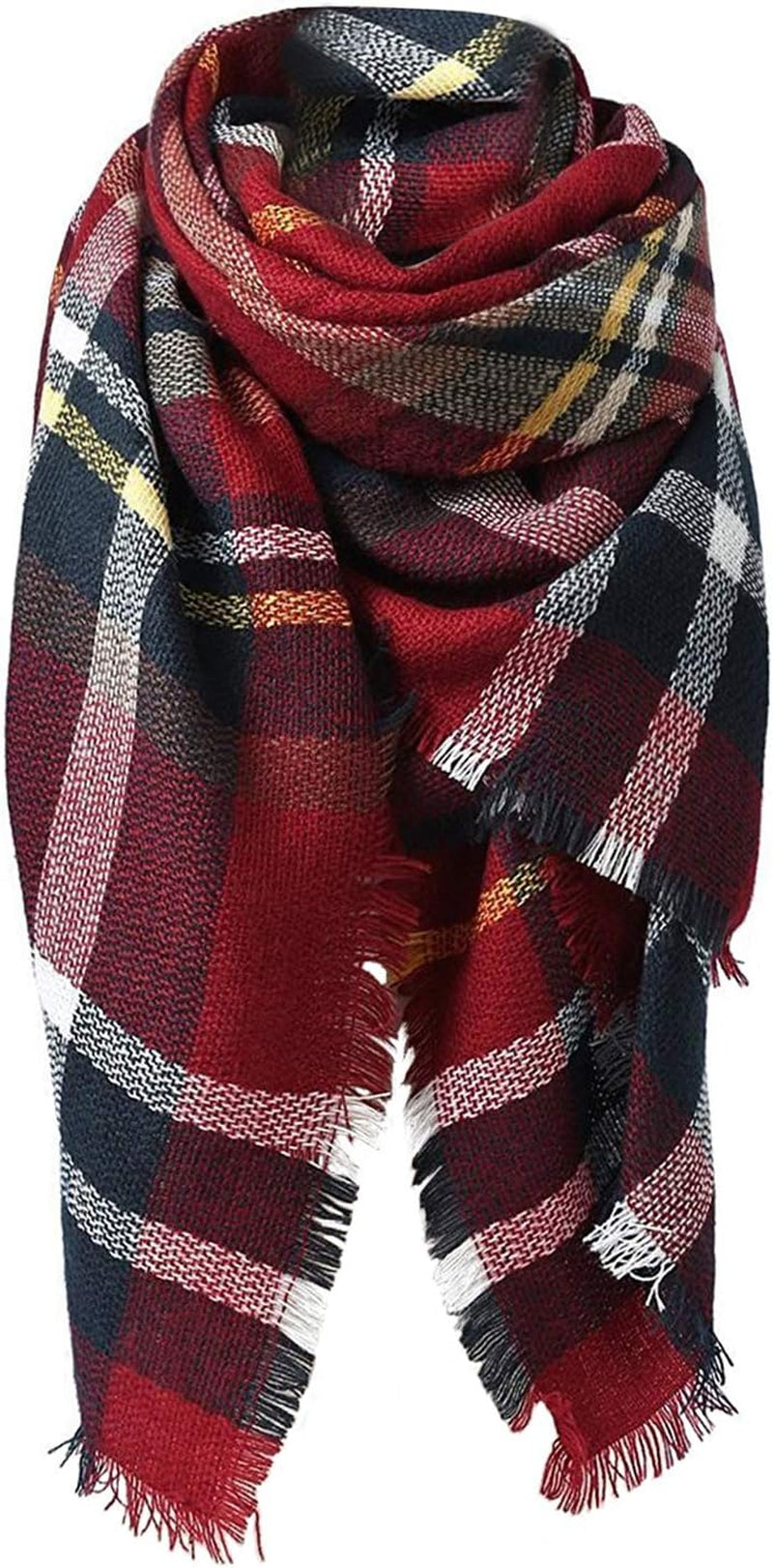 American Trends Womens Fall Winter Scarf Plaid Tassel Soft Warm Blanket Scarves Womens Shawl Wraps