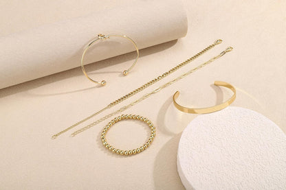 Piercingj Stackable Bracelet Set for Women Dainty Gold Beaded Chain Cuban Link Bracelets Layered Paperclip Love Knot Cuff Bangle Pulsera Jewelry