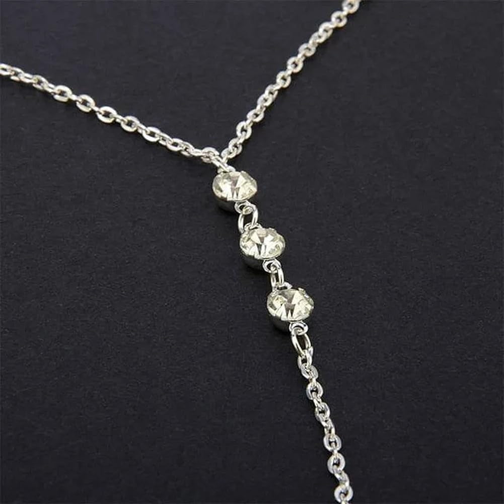 Rhinestone Back Chain Necklace Bridal Wedding Backdrop Body Jewelry for Women Summer Body Chain Necklace Shoulder Back Chain