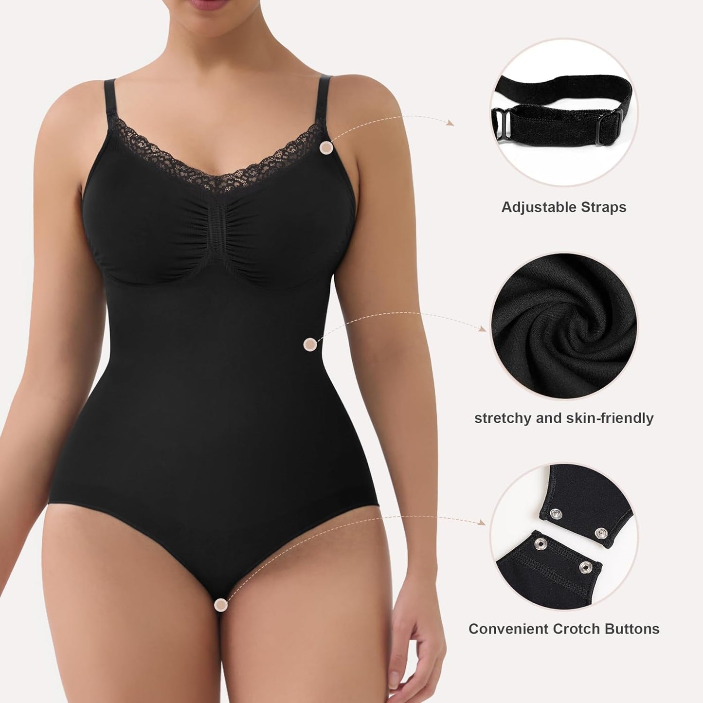 Shapewear bodysuit back view showing butt lifting and body shaping support