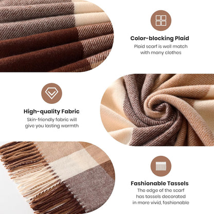 Pleneal Scarf for Women - Womens Winter/Fall Scarf,Long Plaid Shawls and Wraps, Cashmere Feel Blanket Pashmina Scarves