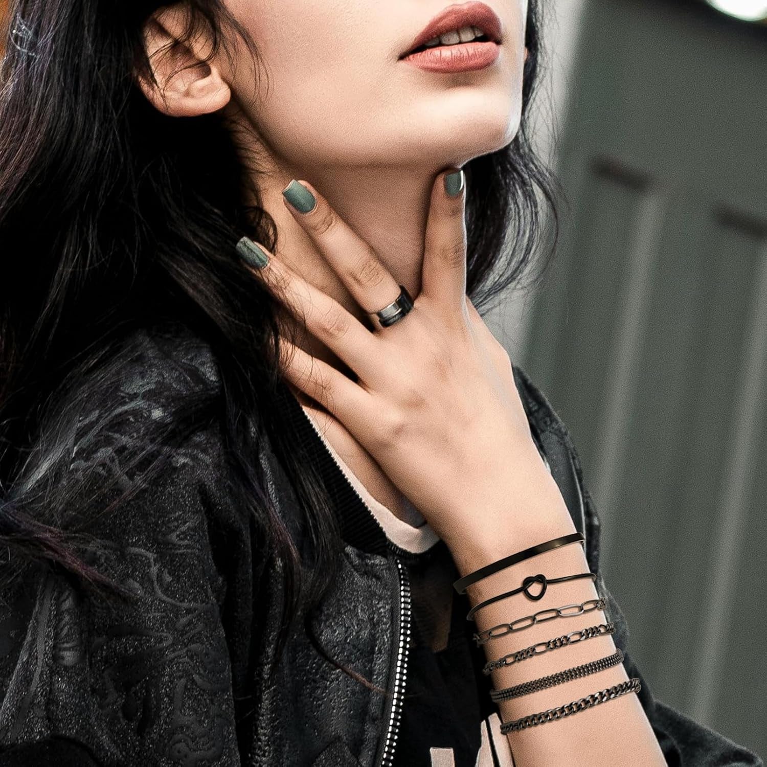 All six gold plated bracelet styles displayed and stacked