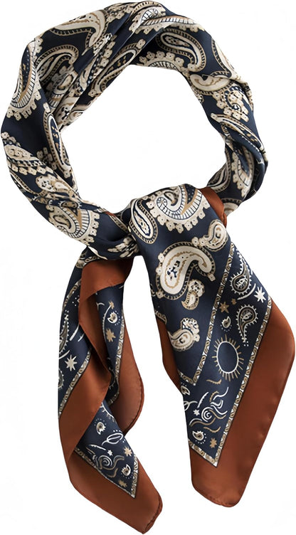 MINIDORA Satin Scarves for Women 27.5 × 27.5 Inches Medium Square Elegant Silk Feeling Head Scarf