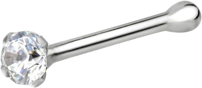 Forbidden Body Jewelry Nose Rings Sterling Silver CZ Simulated Diamond Bone Studs, 1.5Mm Crystal 22G