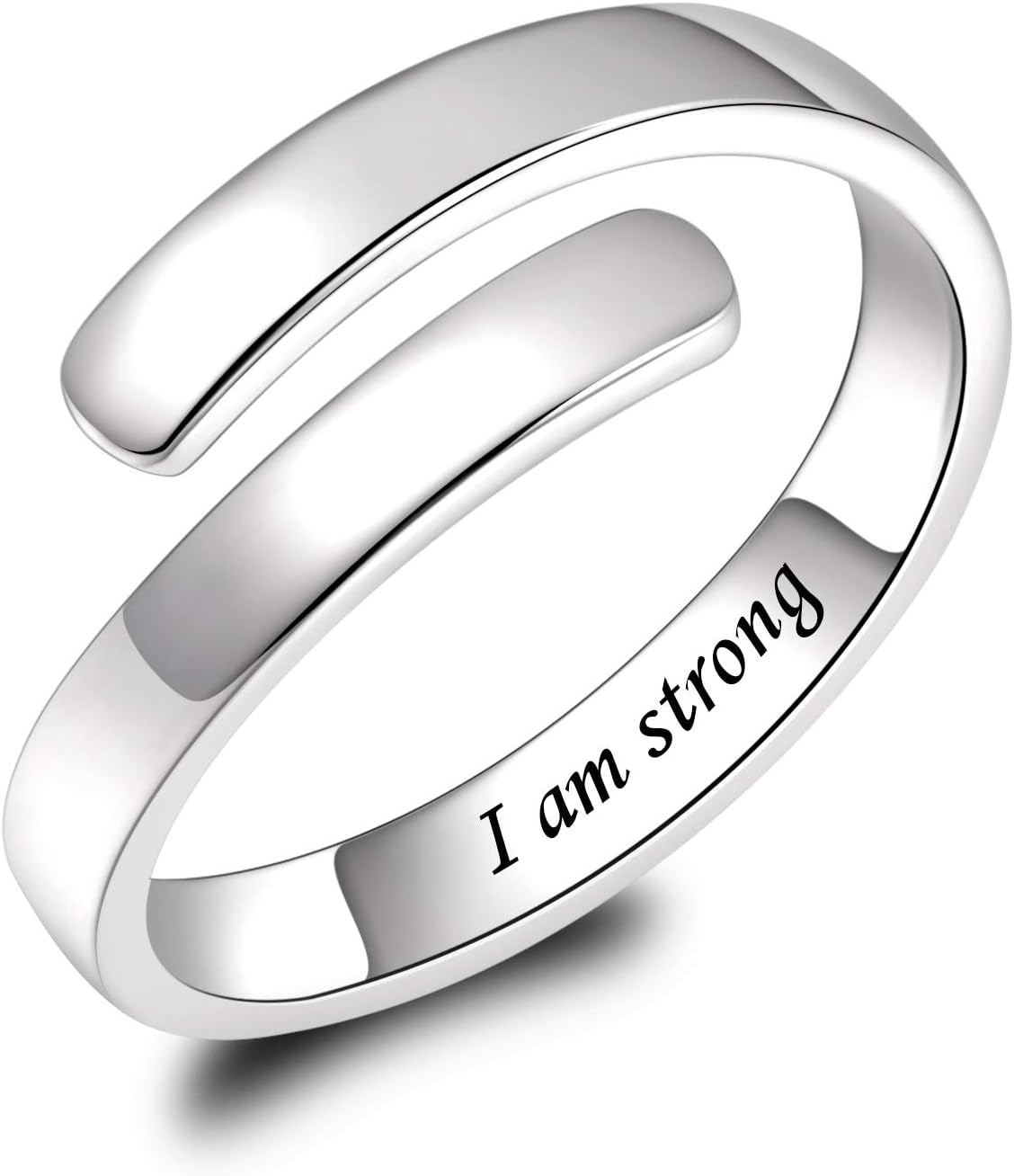 BEILIN 925 Sterling Silver Inspirational Jewelry Rings Adjustable Ring Personality Encouragement Gift for Teens Women