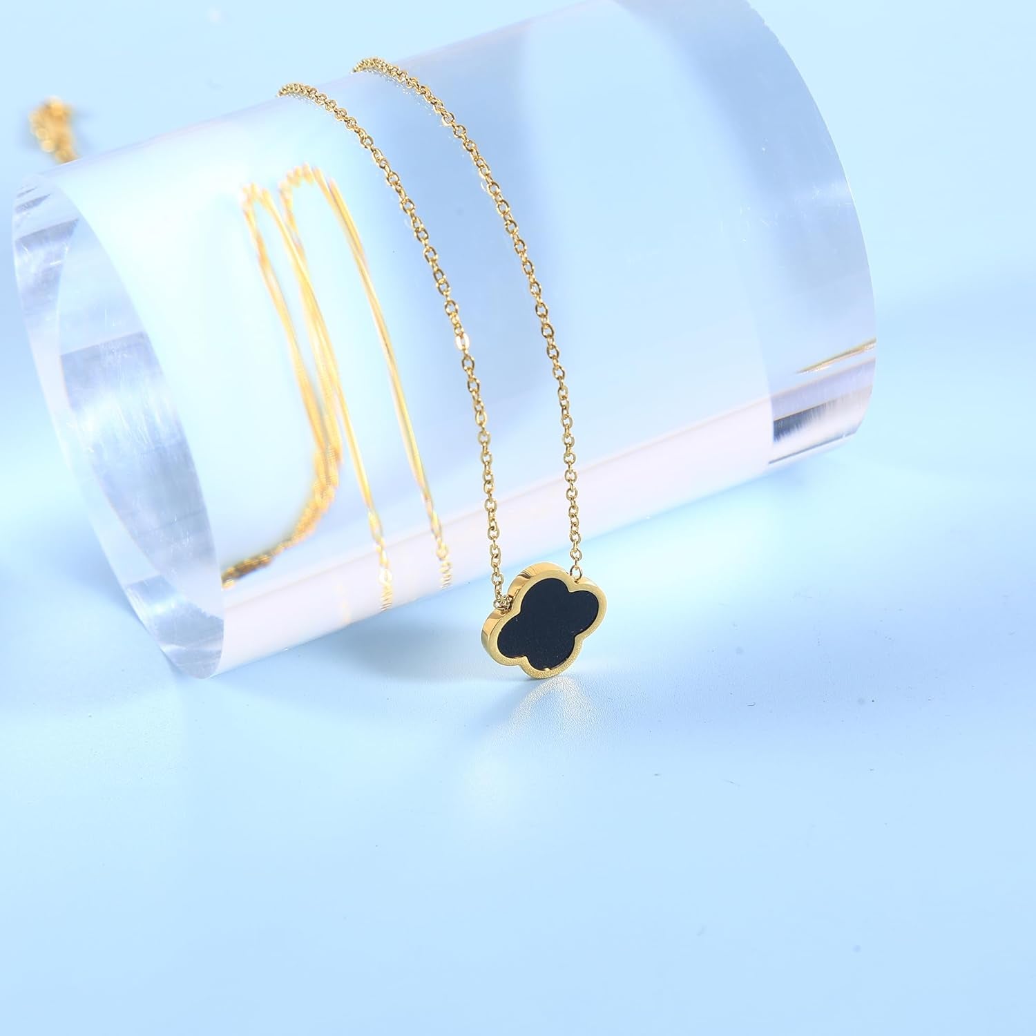 3 PC Set 18K Gold Plated Clover Necklace Dainty Four Leaf Clover Necklaces for Women Mothers Day Gift Birthday Valentine'S Day Charm Necklace