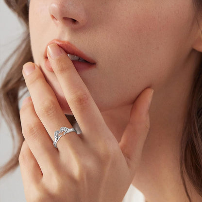 EUDORA heart hug couples rings in sterling silver and gold plating pair