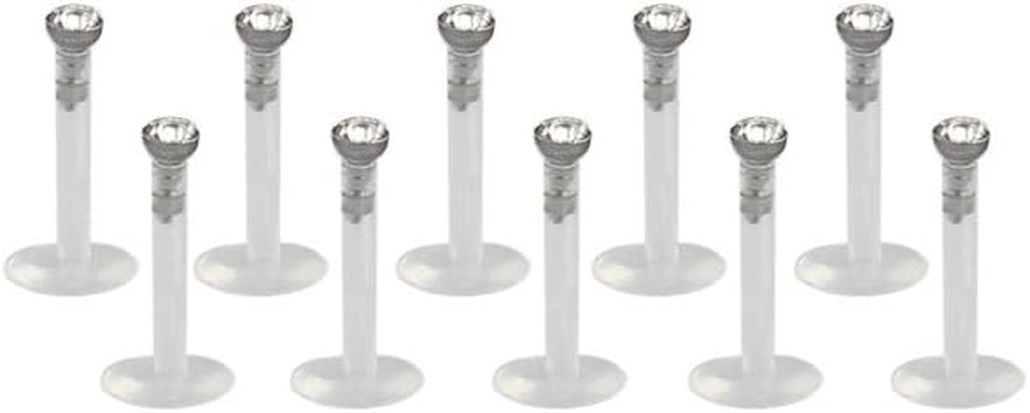 Ruifan 16G Clear UV Flexible Acrylic 2Mm CZ Gem Labret Monroe Lip Ring Tragus Helix Cartilage Earring Stud Barbell Body Piercing Jewelry