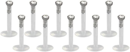 Ruifan 16G Clear UV Flexible Acrylic 2Mm CZ Gem Labret Monroe Lip Ring Tragus Helix Cartilage Earring Stud Barbell Body Piercing Jewelry