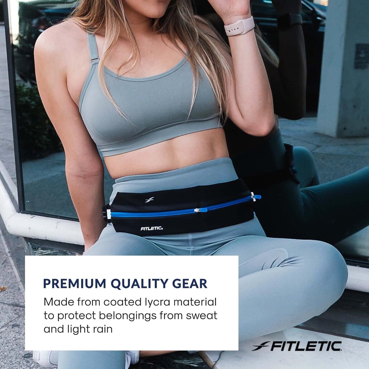 Double zippered pockets on Fitletic running belt