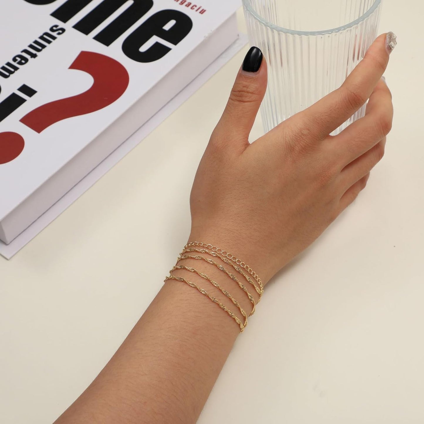 2PCS 18K Gold Plated Waist Chain Satellite Body Chain Layered Rope Waist Chains Sexy Bikini Beach Waist Chain for Women Waterproof Adjustable 26.5-33Inch