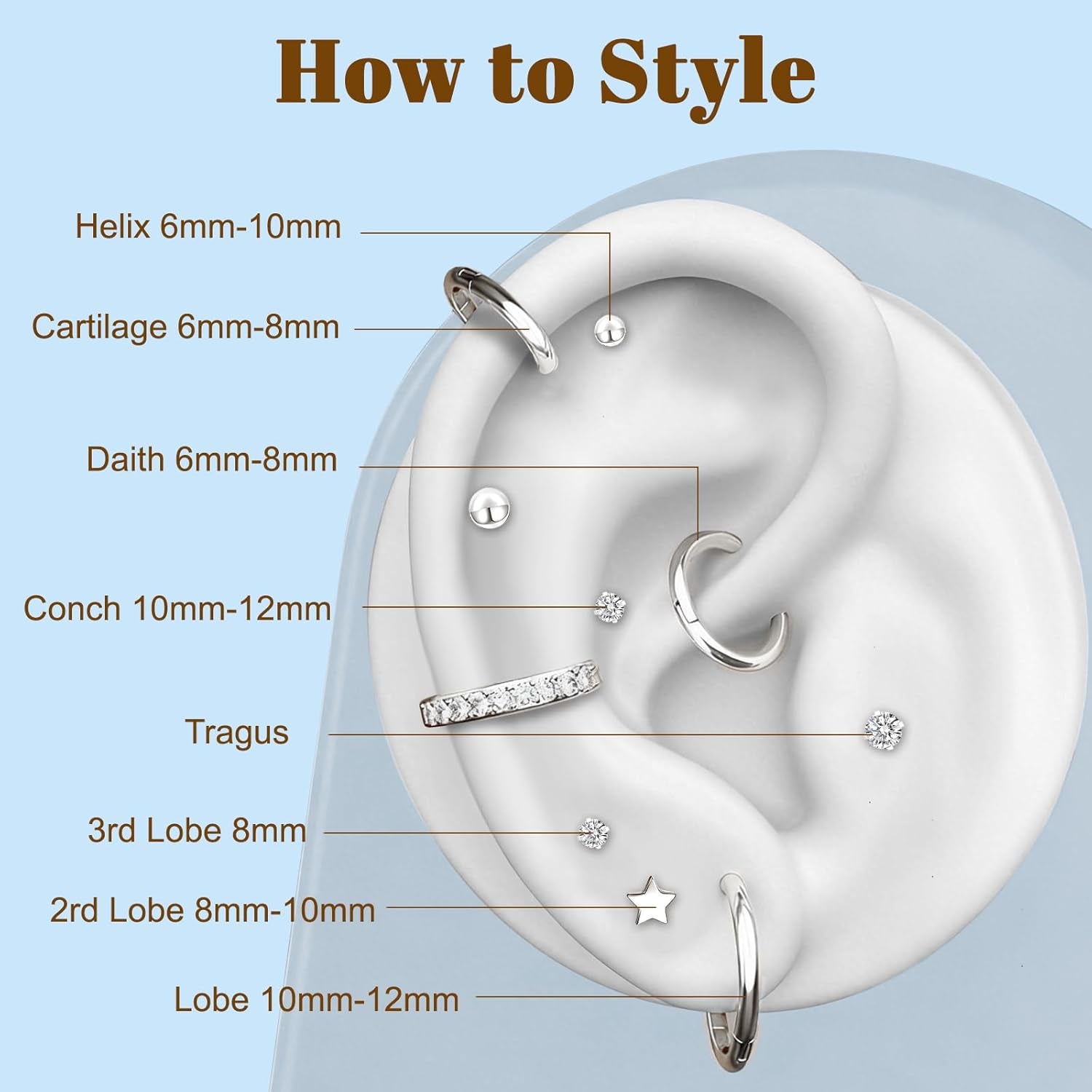 Flat Back Stud Earrings Cartilage Earrings for Women Men Hypoallergenic Threadless Flat Back Earring Surgical Steel Earring Tragus Helix Labret Lip Medusa Conch Body Piercing Jewelry