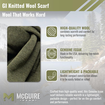 M MCGUIRE GEAR Genuine US Army Military GI 100% Wool Warm Winter Scarf, Made in USA