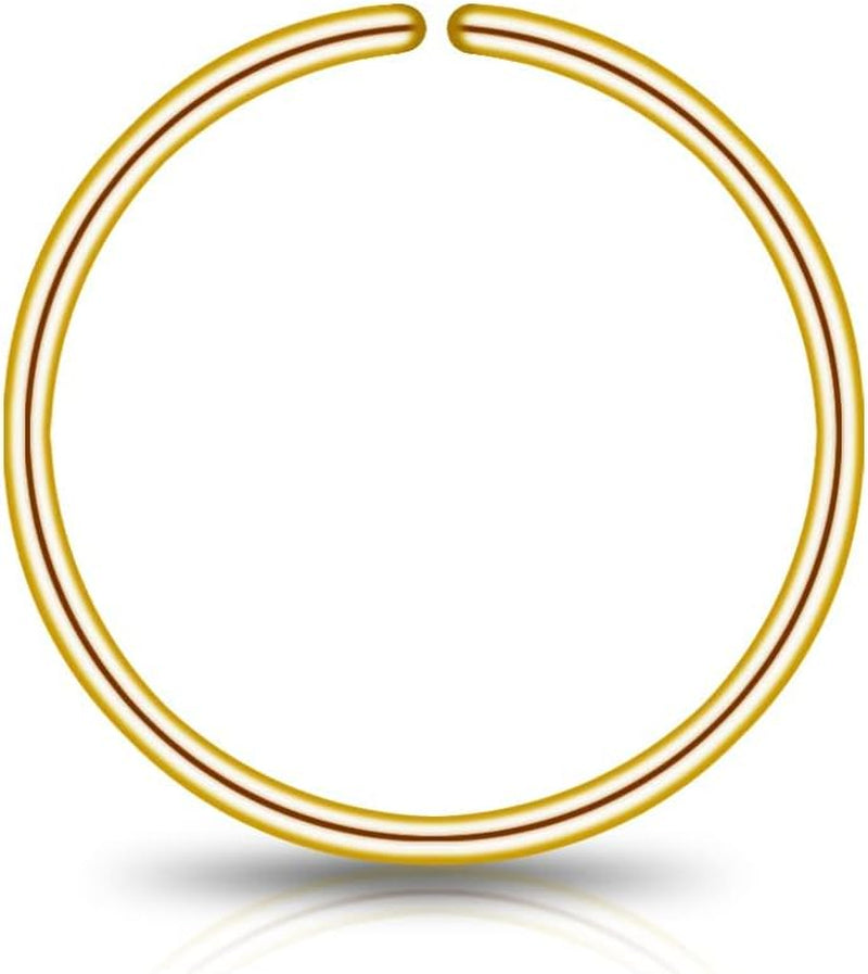 LUCKYJEWUS Small Thin Gold or Sterling Silver Nose Ring Hoop for Women, Tiny Nose Piercing Jewelry
