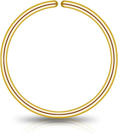 LUCKYJEWUS Small Thin Gold or Sterling Silver Nose Ring Hoop for Women, Tiny Nose Piercing Jewelry
